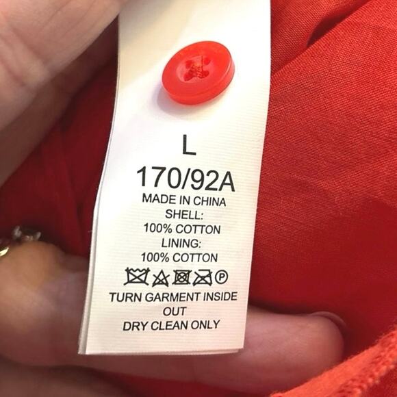 Kate Spade Size L Orange Eyelet Ruffle Top Blouse - Picture 6 of 6